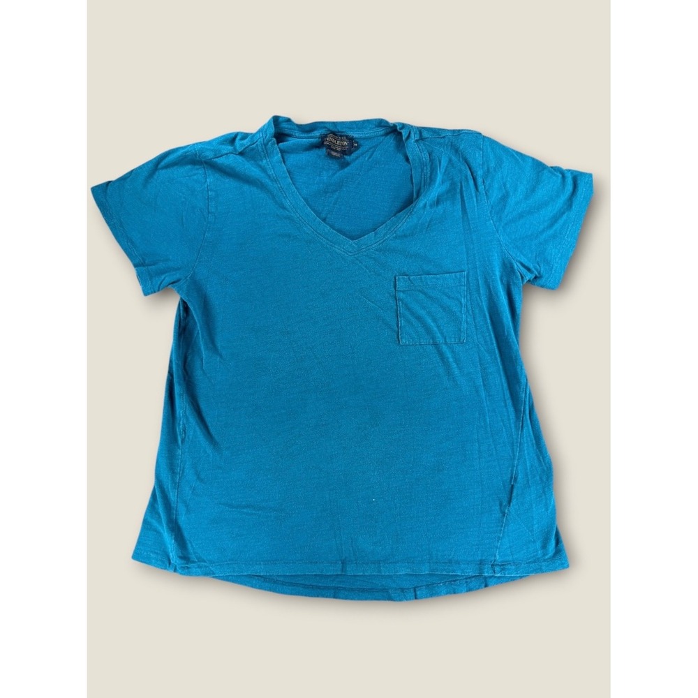 Pendleton Womens Teal Blue V-Neck Pocket T-Shirt Short Sleeve TB184-72924 Size M